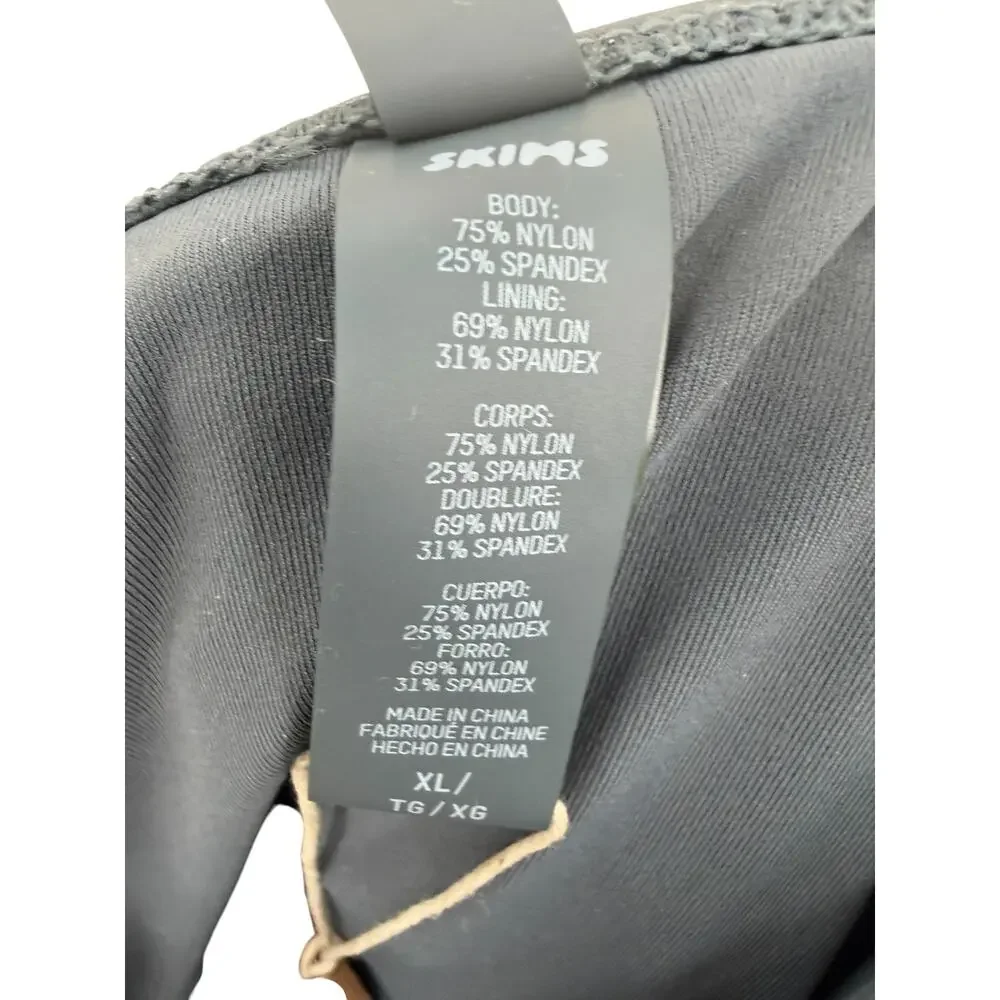 Skims Sculpting Swim Ruched One Piece Gunmetal Gray Shaping‎ Swimsuit XL NWT